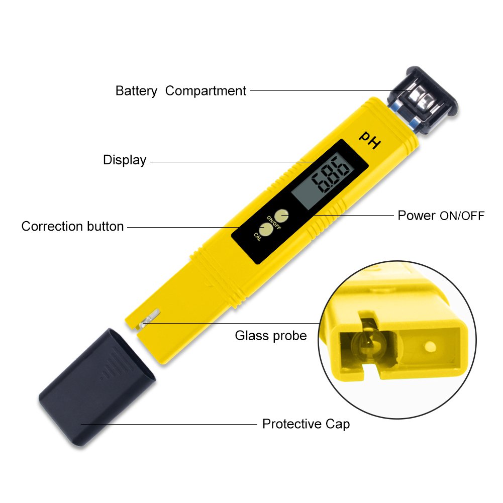 Portable ph meter with LED display for sea water drinking water and swimming pool aquarium ph meter