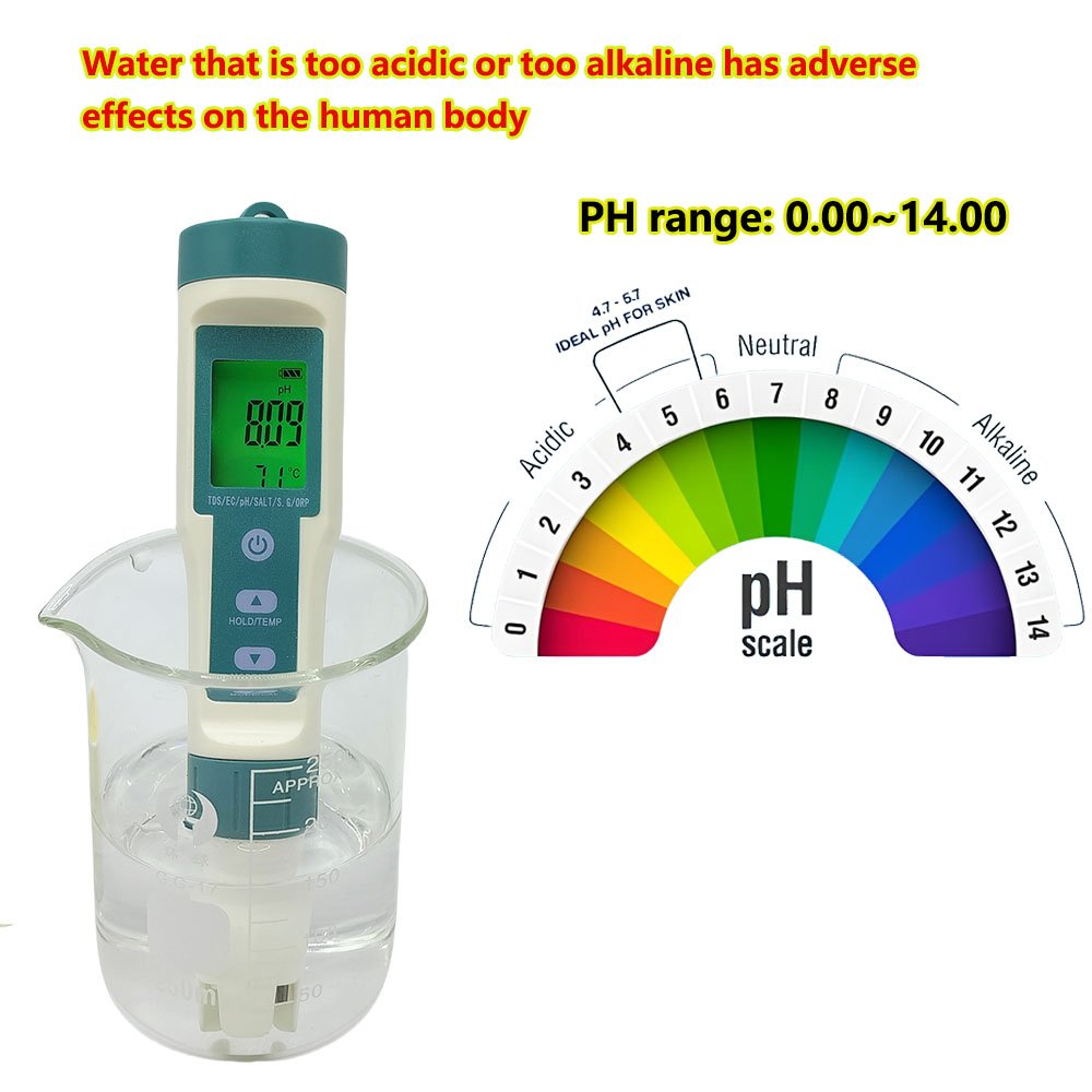 Portable Digital Water Quality Tester Pen 7 in 1 S.G./TDS/EC/PH/Salinity/Temperature Meter for Pools Drinking Water Aquariums