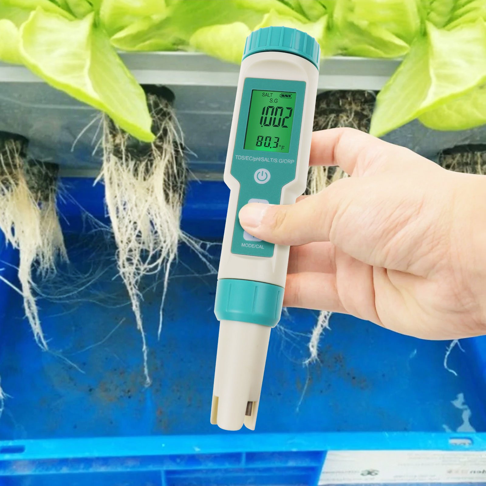Digital pH Meter 7-in-1 PH / TDS / EC / ORP / Salinity / S.G. / Temperature Pentype Meter for Drinking Water, Aquariums, Pool