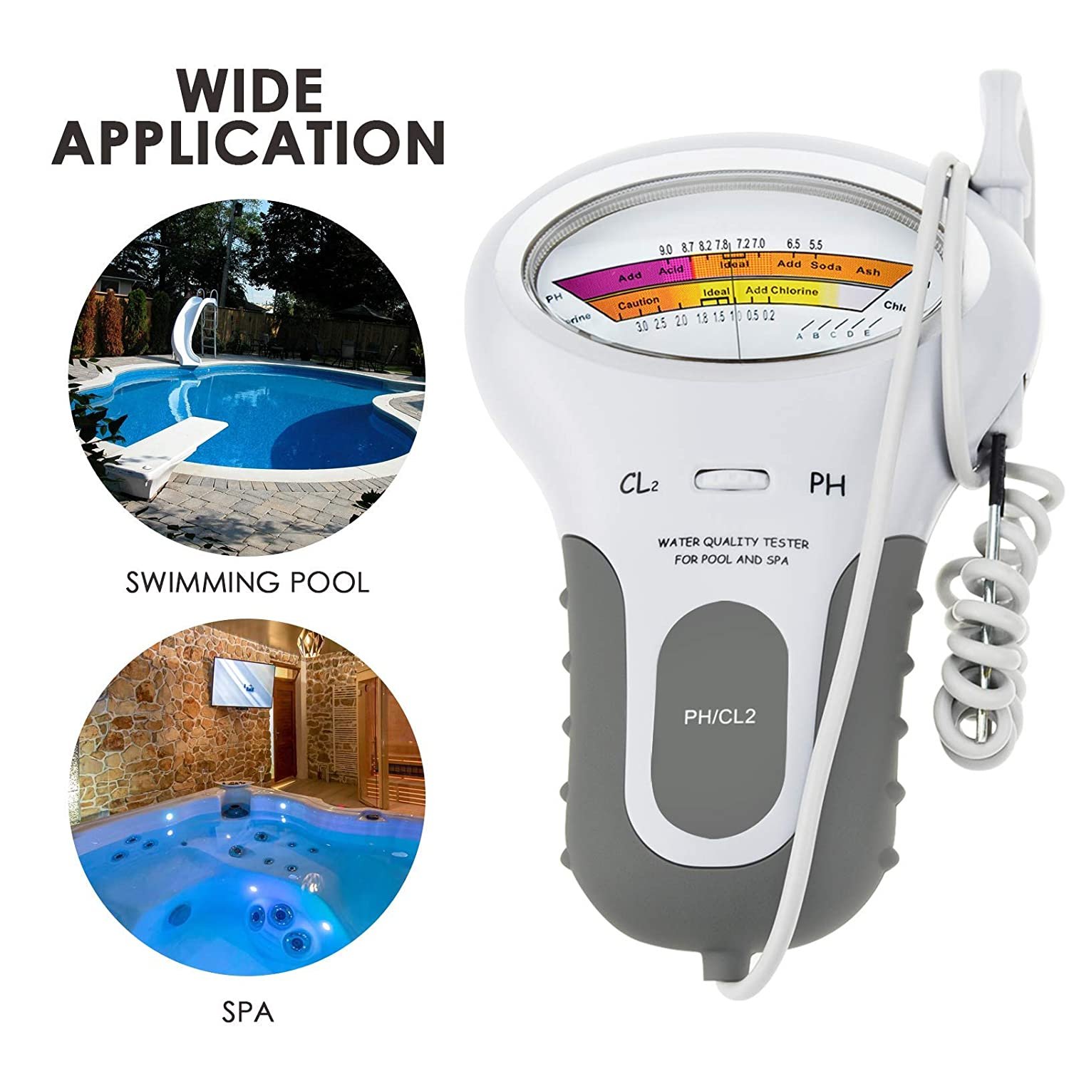 WANBANG Hot Tester White Portable Quality Water Cl Ph Swimming Meter Residual Chlorine Detector Aquarium Water Checking Meter