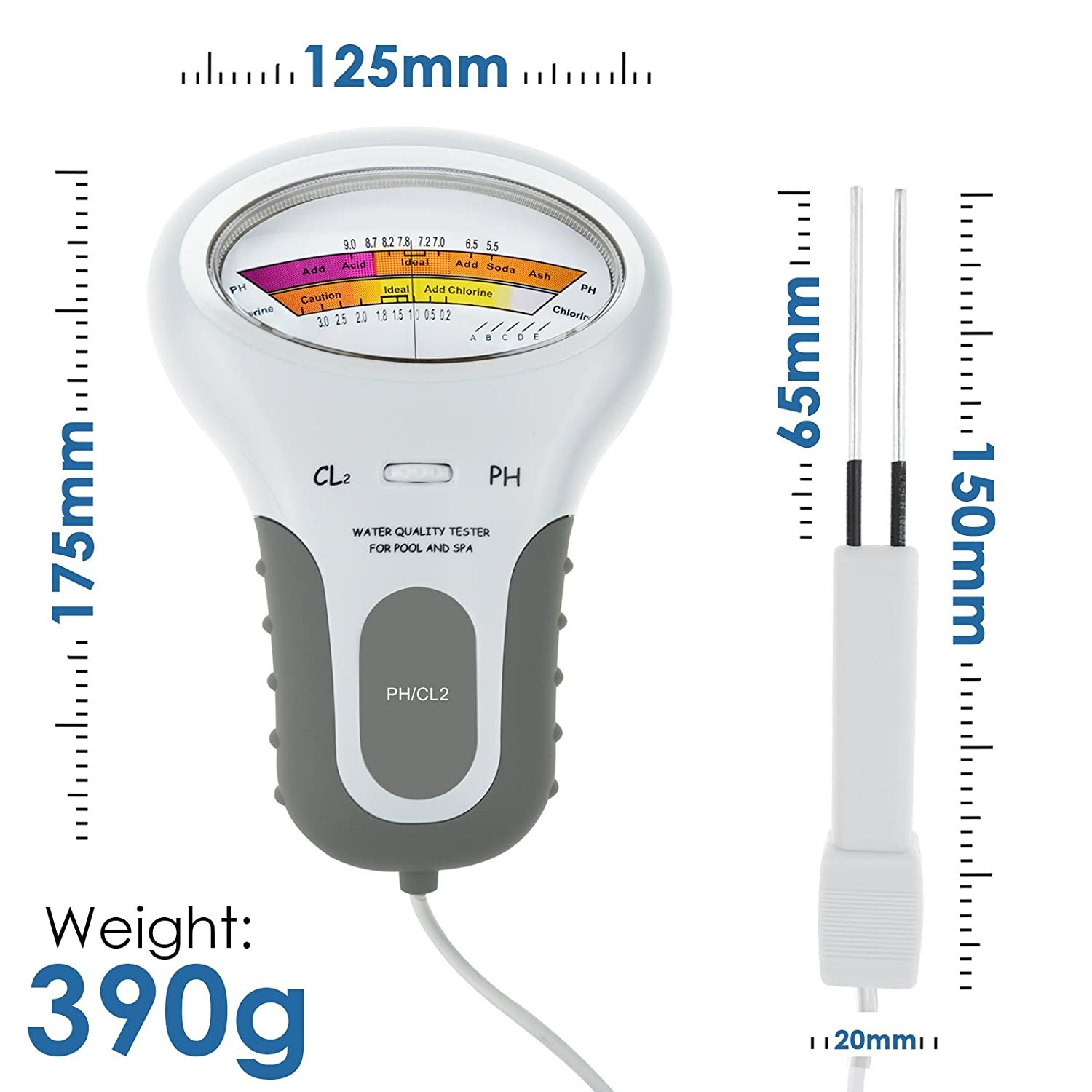 WANBANG Hot Tester White Portable Quality Water Cl Ph Swimming Meter Residual Chlorine Detector Aquarium Water Checking Meter