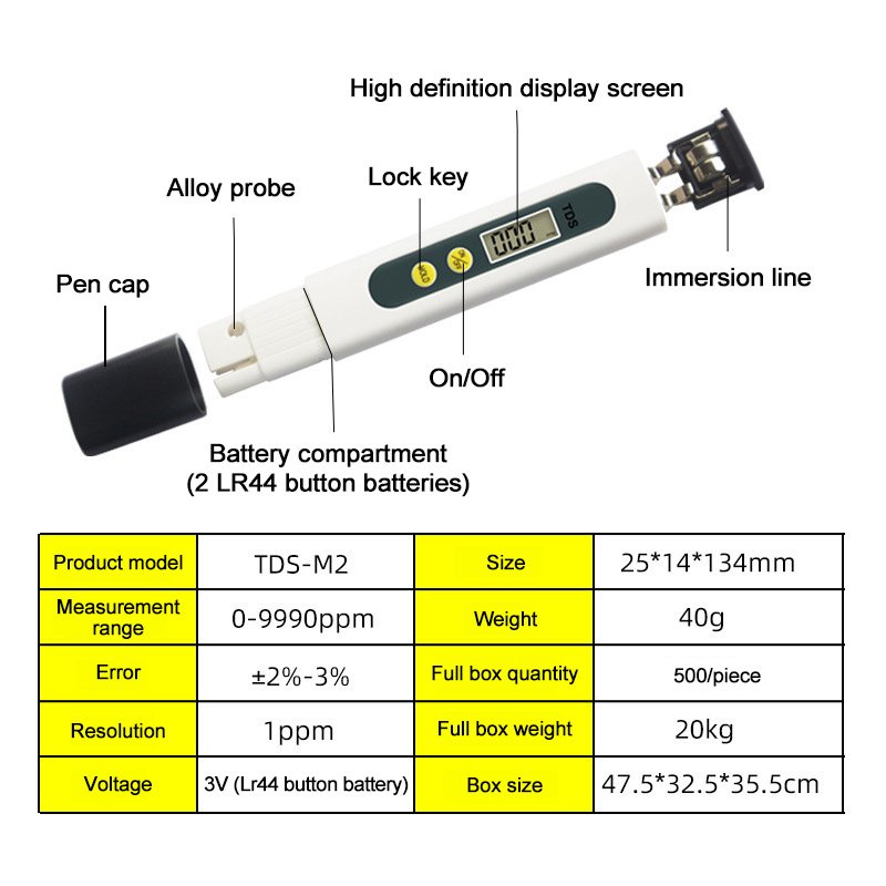 Wholesale High Accurate Digital TDS Meter TDS PPM Water Meter Portable Pen Type TDS Tester