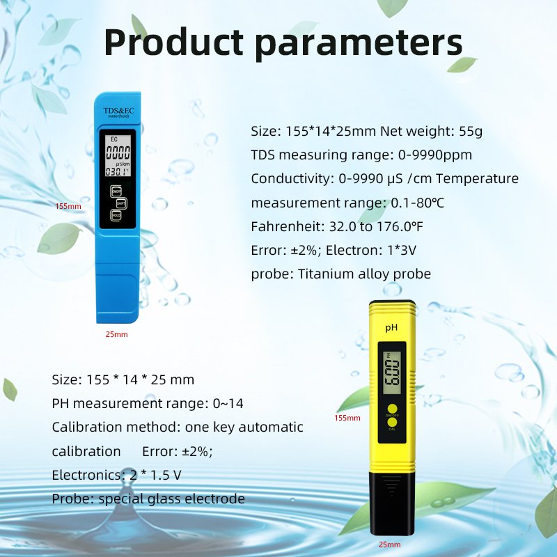 Digital Ph And Tds Meter Combo High Accuracy Ph Meter Tds Ec Tester
