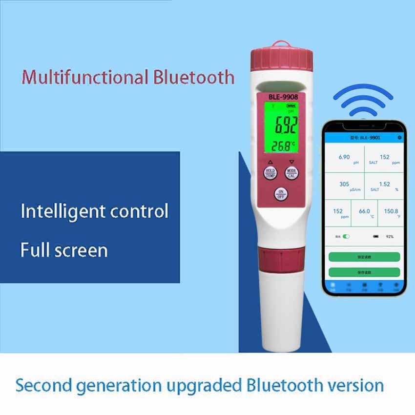 7-in-1 Bluetooth water quality tester APP controls ORPTDS salinity ph meter to detect laboratory aquariums
