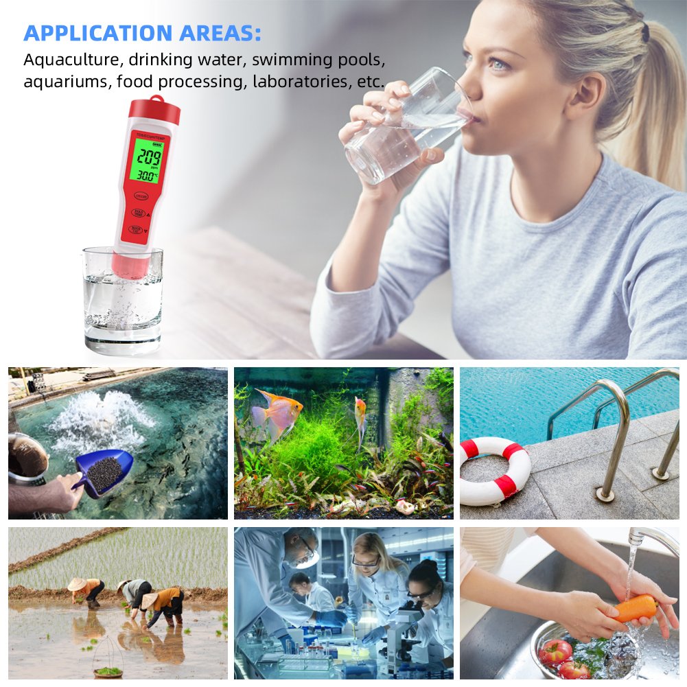 With Backlight Digital Water Tester 4 in 1 Test EC/TDS/PH/TEMP Water Quality Monitor Tester Kit for Pools Drinking Water