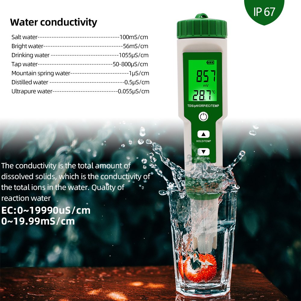 Exquisite new packaging Water Quality Tester 5 in 1 Digital TDS/EC/PH/Salinity/Temperature Meter Quick Accurate