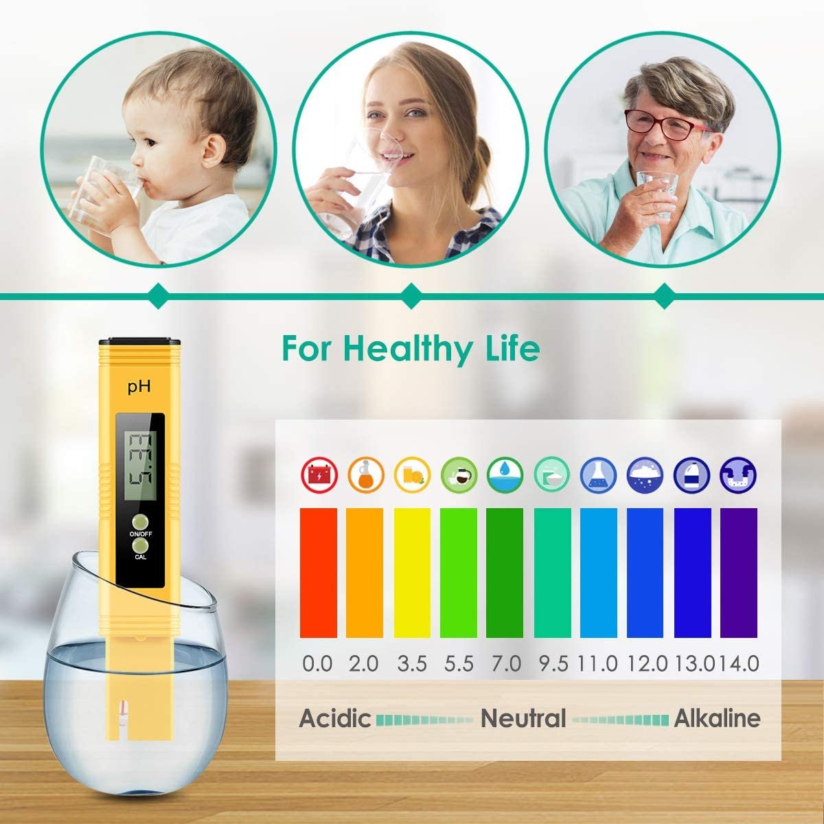 Digital PH /TDS/ EC Meter Tester Thermometer Pen Water Purity PPM Filter Hydroponic for Aquarium Pool Water Monitor