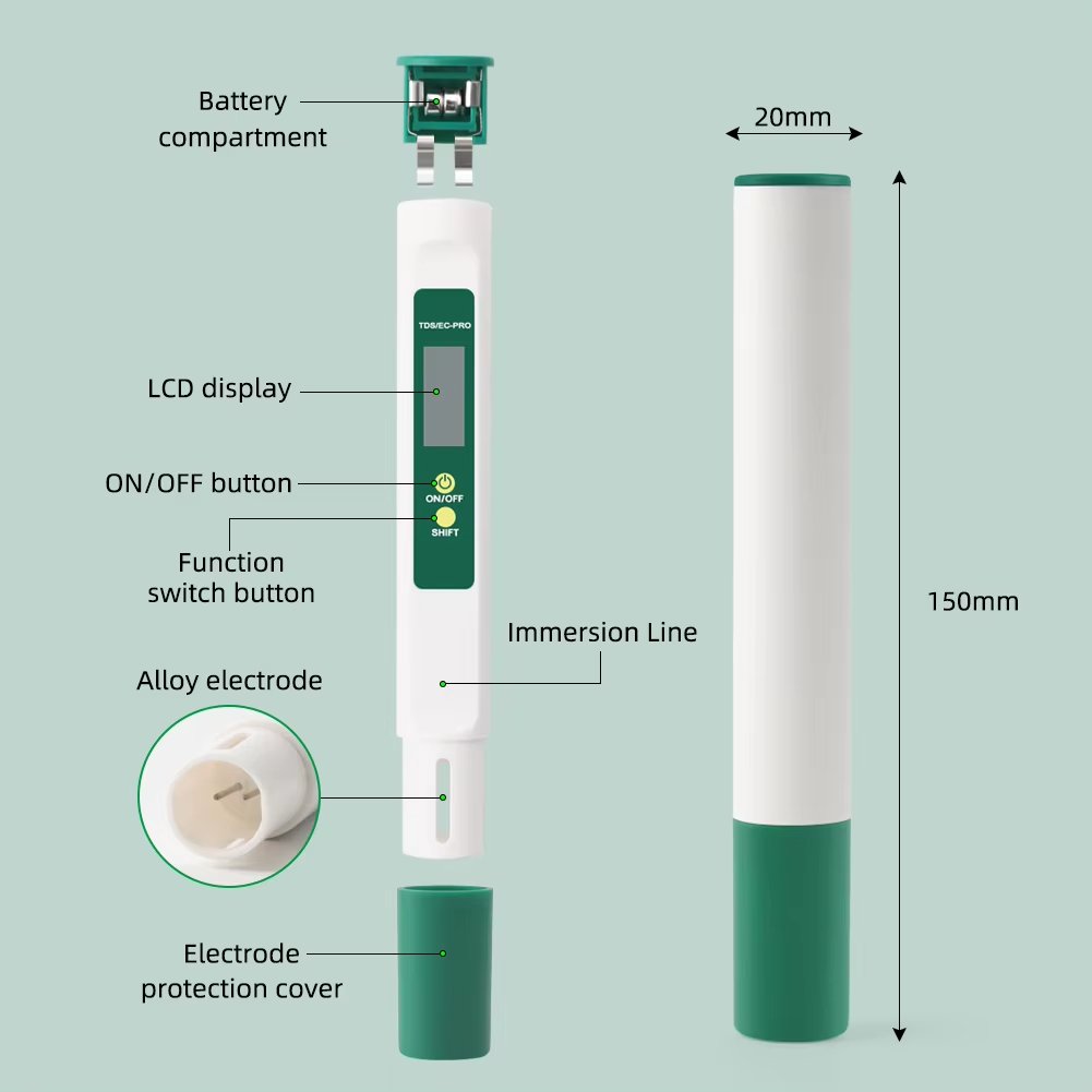 Temp TDS EC Meter 0-999 ppm Digital Water Quality Purity Tester Temperature Measurement Pen For Swimming Pool Aquarium