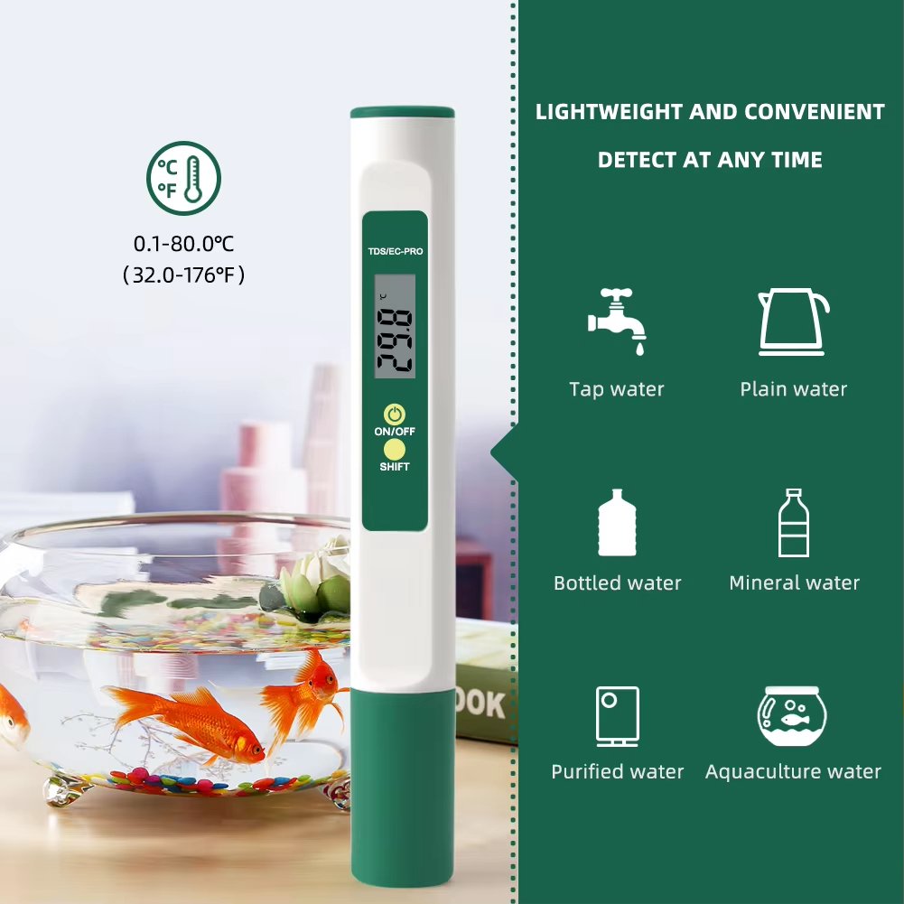 Temp TDS EC Meter 0-999 ppm Digital Water Quality Purity Tester Temperature Measurement Pen For Swimming Pool Aquarium