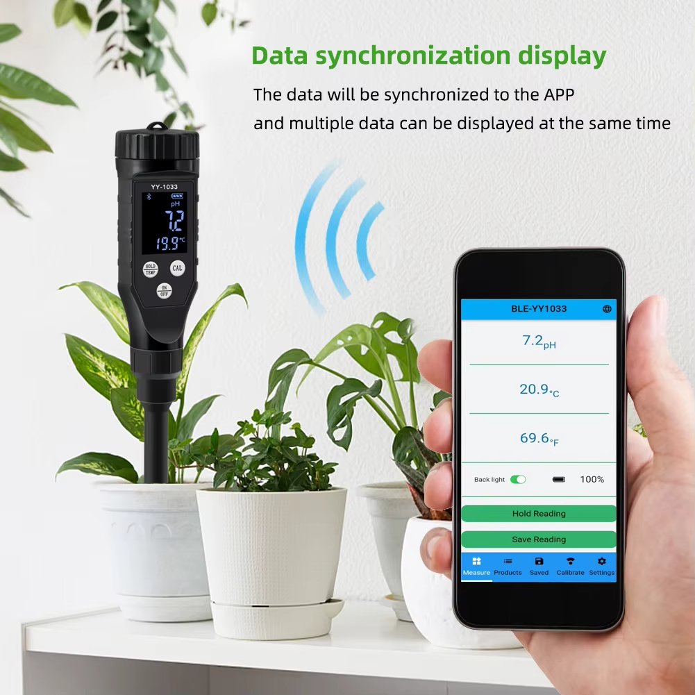 Bluetooth Metal Head High Precision Electrode Soil Temperature Tester PH Meter For Hydroponics Garden