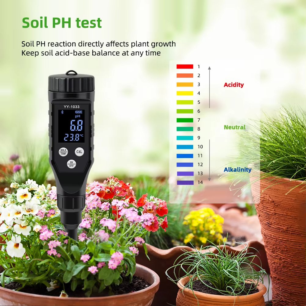 Bluetooth Metal Head High Precision Electrode Soil Temperature Tester PH Meter For Hydroponics Garden