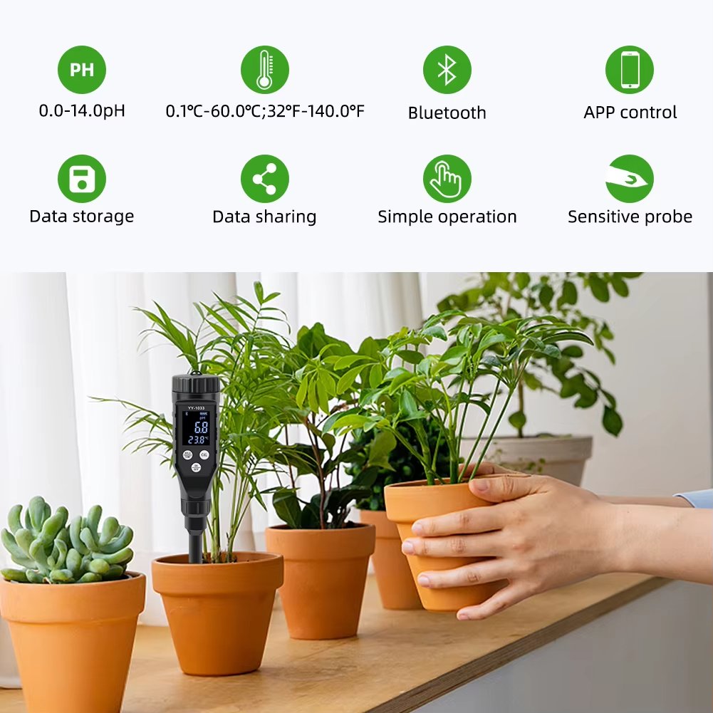 Bluetooth Metal Head High Precision Electrode Soil Temperature Tester PH Meter For Hydroponics Garden