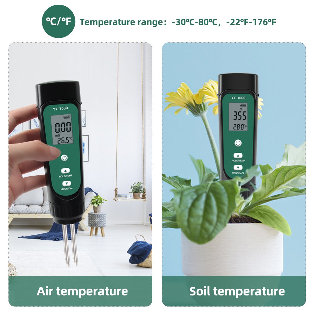 YY-1000 3 In 1 Soil EC Temperature Meter Moisture Tester Potted Gardening Agricultural Measuring Tool Conductivity Meter