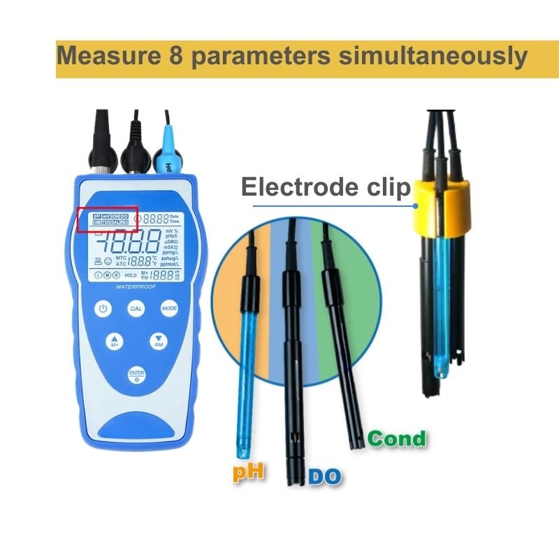 Hot Sale Handheld pH/mV/DO/TDS/EC/Salinity/Specific Resistance Multiparameter Meter Kit With pH Electrode Cond Sensor DO Probe