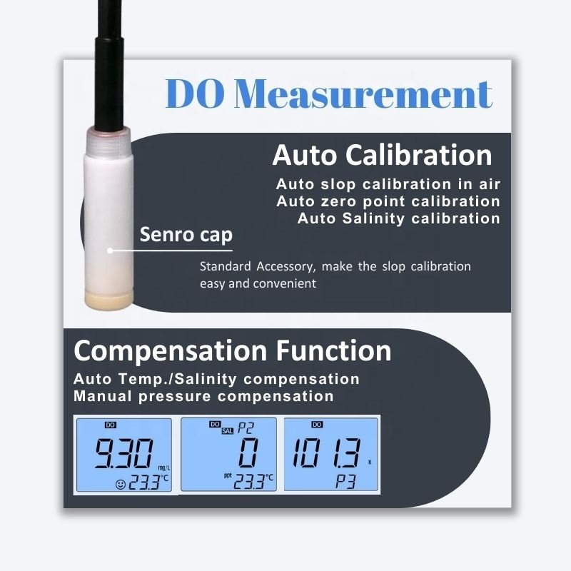 Hot Sale Handheld pH/mV/DO/TDS/EC/Salinity/Specific Resistance Multiparameter Meter Kit With pH Electrode Cond Sensor DO Probe