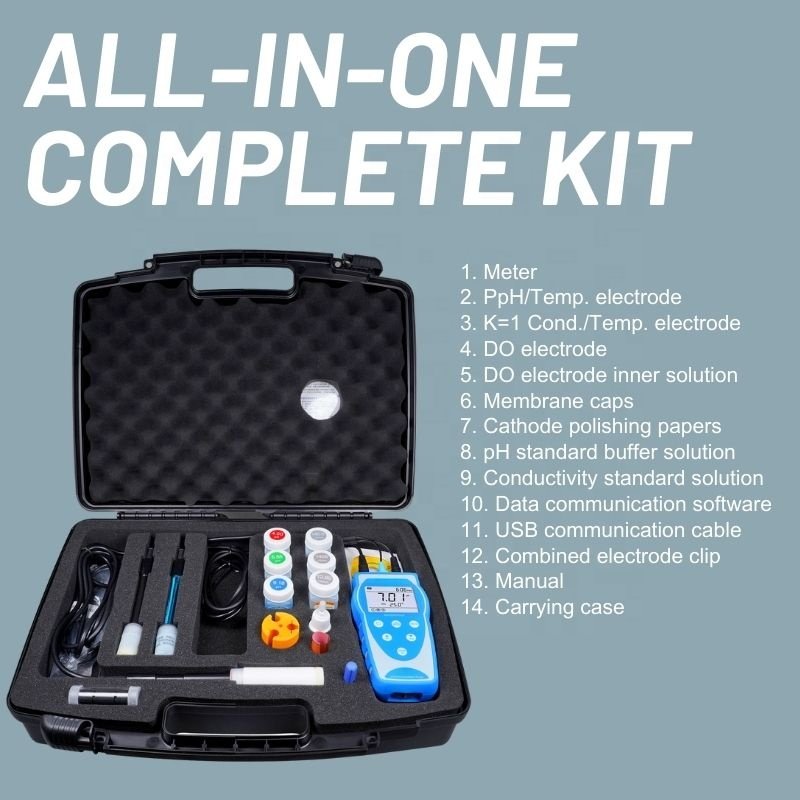 Hot Sale Handheld pH/mV/DO/TDS/EC/Salinity/Specific Resistance Multiparameter Meter Kit With pH Electrode Cond Sensor DO Probe