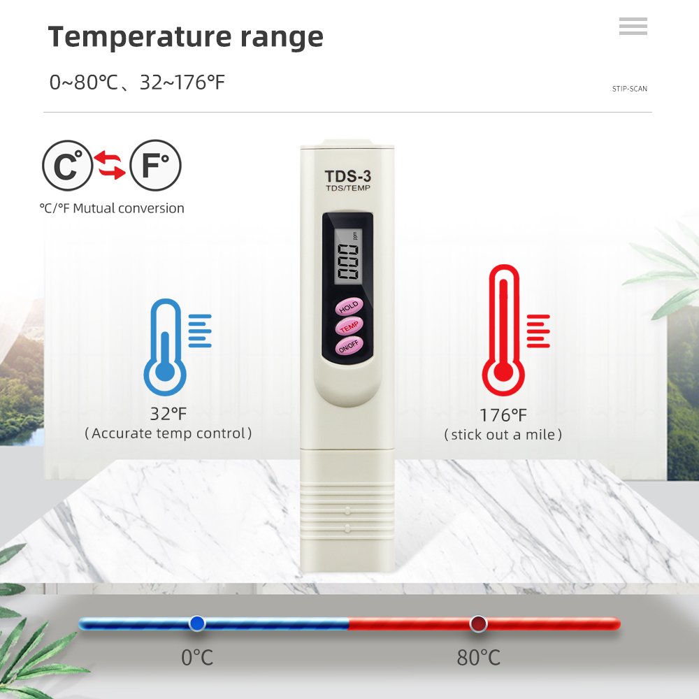 PPM Water Quality Tester Measuring Range 0-9999ppm Digital TDS Meter for Drinking Water Swimming Pool Aquariums