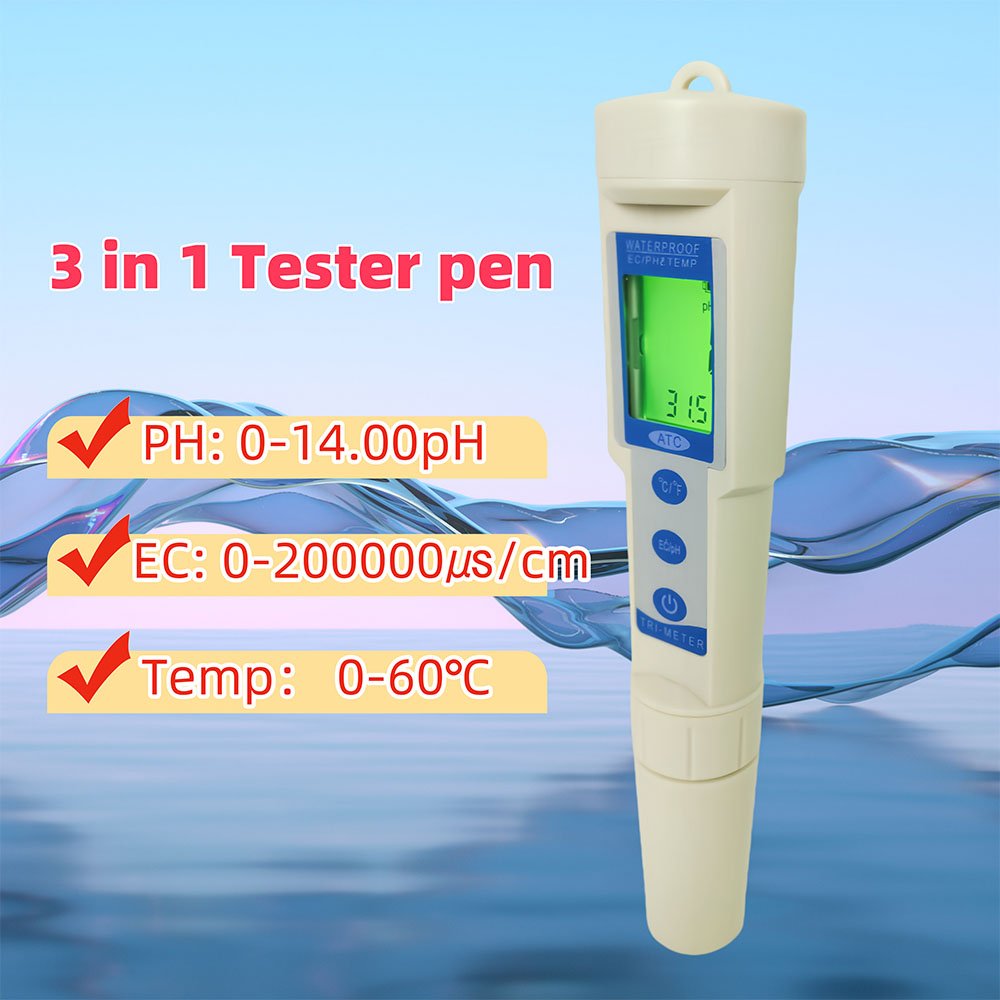 3 in 1 EC pH Meter Multi-function Water Tester Pen Portable Test Instrument For Drinking Water