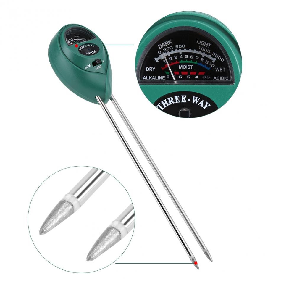 3in1 Multifunction Hygrometer Soil Meter Moisture Light Meter PH Detector Analyzer Pointer for Garden Plant Flower Soil