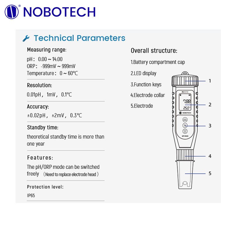 NOBOTECH water quality ph meter NPT-PH101 Water quality analyzer laboratory ph meter ph meter for water