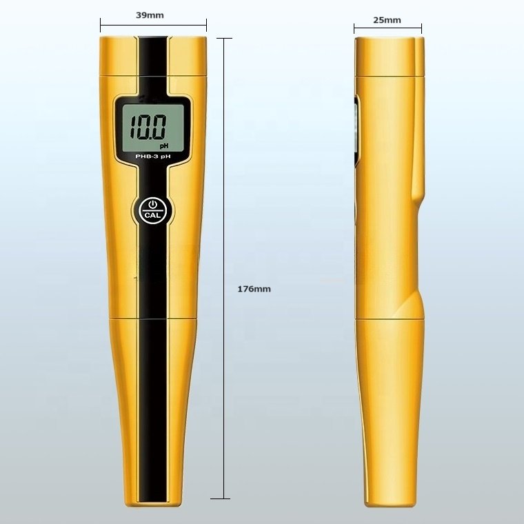 Digital PH Tester PHB-3 Pocket Size with 0-14 pH Range for Household Drinking, Pool, Hydroponics and Aquarium