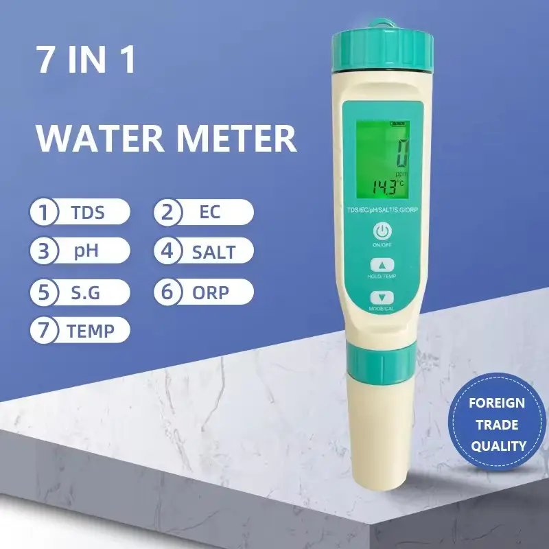 PH Meter EC TDS Meter Detector 7 In 1 Ph Tester Digital Ph Multi Parameter Water Analyzer