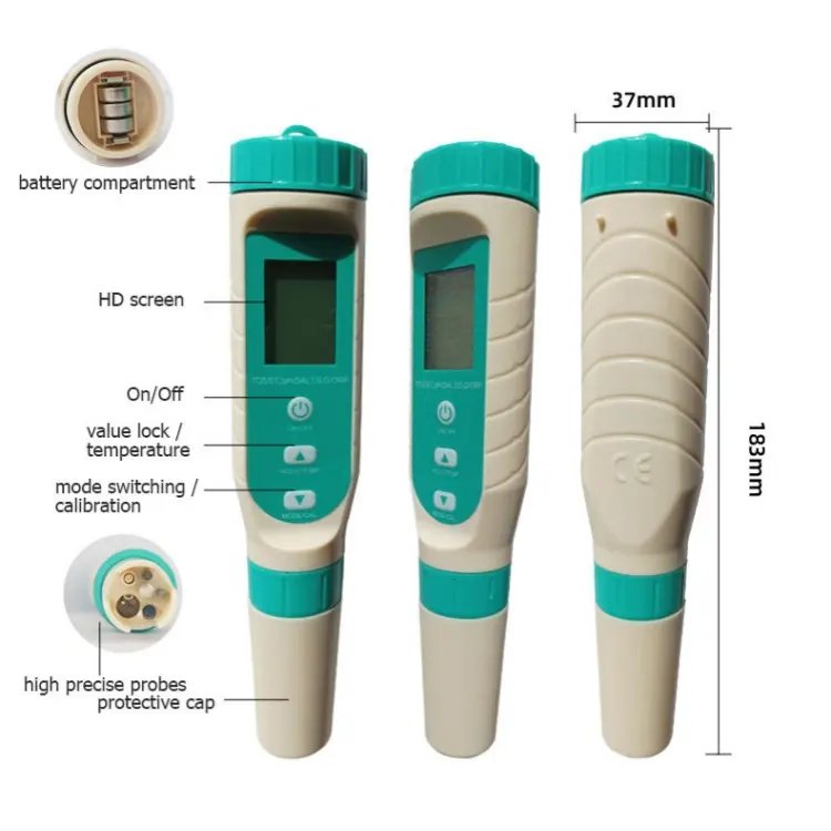 PH Meter EC TDS Meter Detector 7 In 1 Ph Tester Digital Ph Multi Parameter Water Analyzer