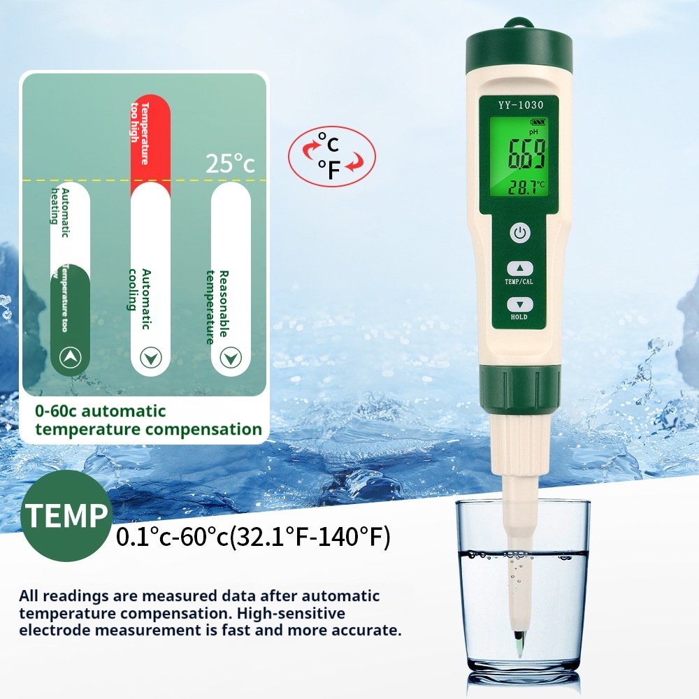 Waterproof Digital pH Measurement Device for Meats Dough and Liquid Foods - Acid-Base Testing Equipment