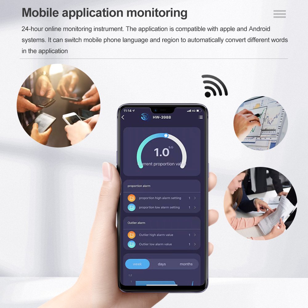 Smart Wifi Online Water Quality Detector 6 IN 1 TDS EC PH Salinity G.S Temperature Tester PH Meter for Swimming Pool