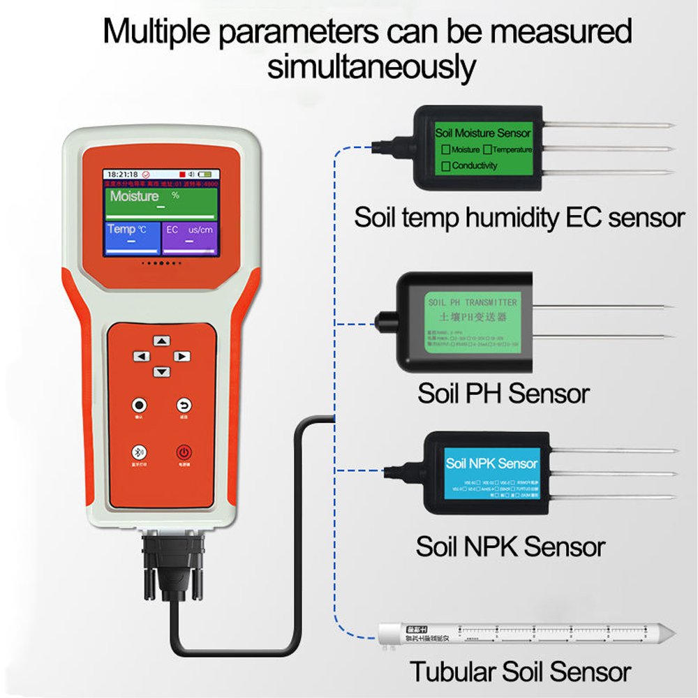 Agriculture Monitoring Digital Smart 7 in 1 Soil Tester kit 5 pin soil ph npk soil analyzer temperature Moisture nutrient sensor