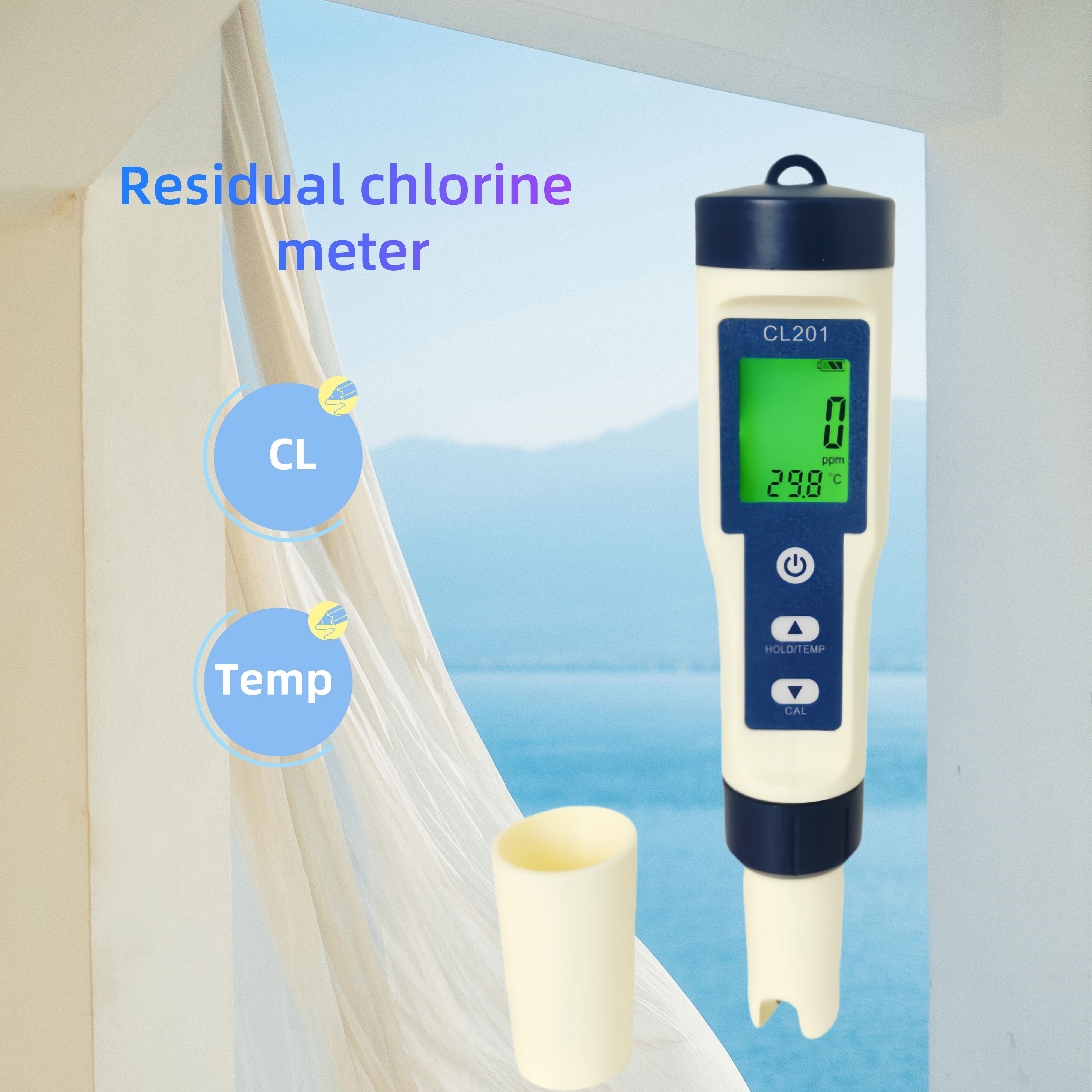 CL201 Chlorine Meter Test Instrument Efficient Swimming Pool Free Chlorine Monitoring & Detection Instrument