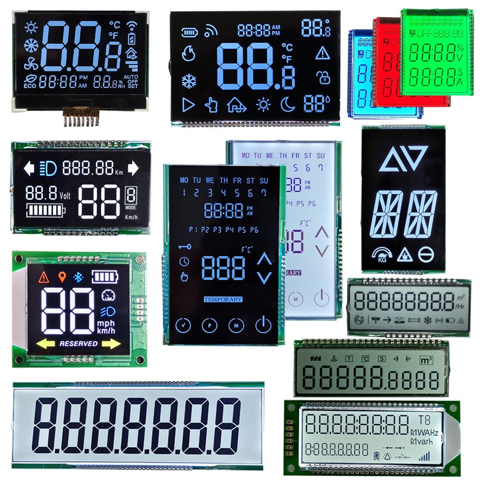 Factory small mini custom OEM TN STN HTN VA FSTN reflective 2 3 4 8 digit glass panel 7 segment lcd display for water meter lcd