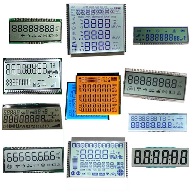 Factory small mini custom OEM TN STN HTN VA FSTN reflective 2 3 4 8 digit glass panel 7 segment lcd display for water meter lcd