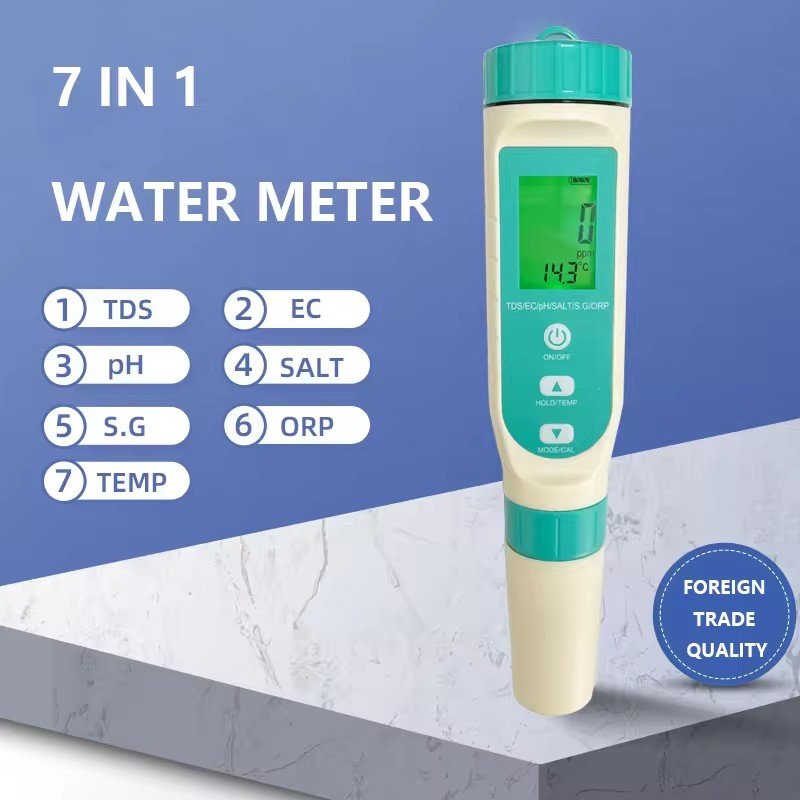 High Quality Digital 7 in 1 Multifunctional Conductivity Ph TDS ECTEMP SALT Meter Salinity Water Quality Tester