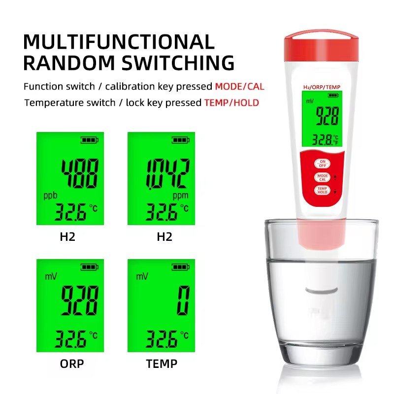 BORGE 3 in 1 digital H2/ORP/TEMP meter Hydrogen Ion Concentration Drinking Water Quality Test Pen