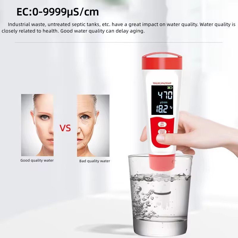 HOT 4 in 1 multi-functional portable TDS pen with backlight, High precision pH/EC/temp water quality detection pen
