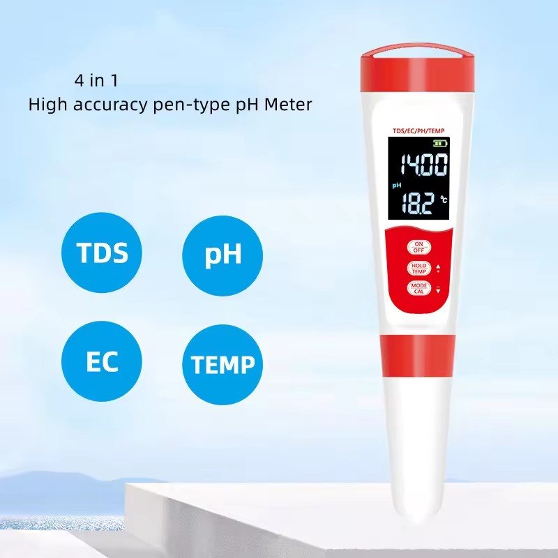 HOT 4 in 1 multi-functional portable TDS pen with backlight, High precision pH/EC/temp water quality detection pen