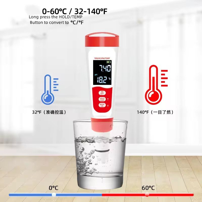 HOT 4 in 1 multi-functional portable TDS pen with backlight, High precision pH/EC/temp water quality detection pen