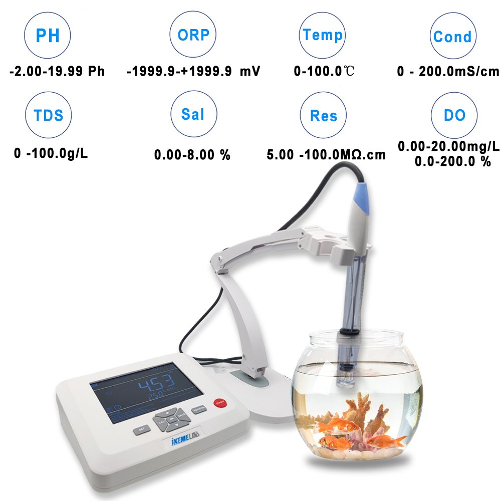 WEIAI High precision Desktop Pen conductivity meter PH/ORP/TDS/EC/Temp/Sal/Res/DO Digital Aquarium Lab Water Analyzer PH meter
