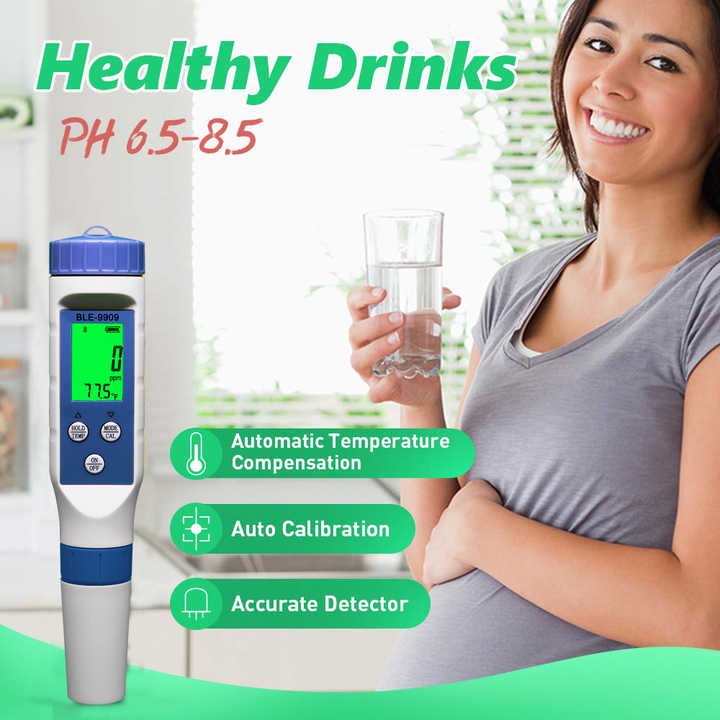 BLE-9909 Digital Tds Ph Meters Pen Type Water Quality Tester 5 In 1 Temperature Salinity Ec Tds Ph Meter For Aquariums