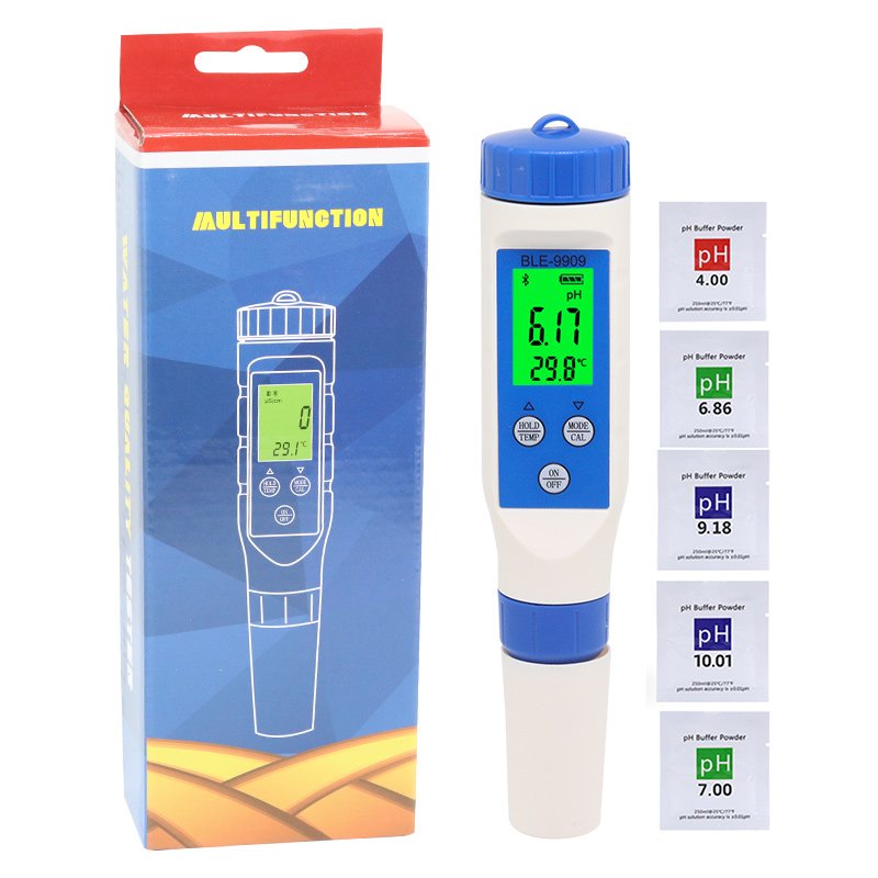BLE-9909 Digital Tds Ph Meters Pen Type Water Quality Tester 5 In 1 Temperature Salinity Ec Tds Ph Meter For Aquariums