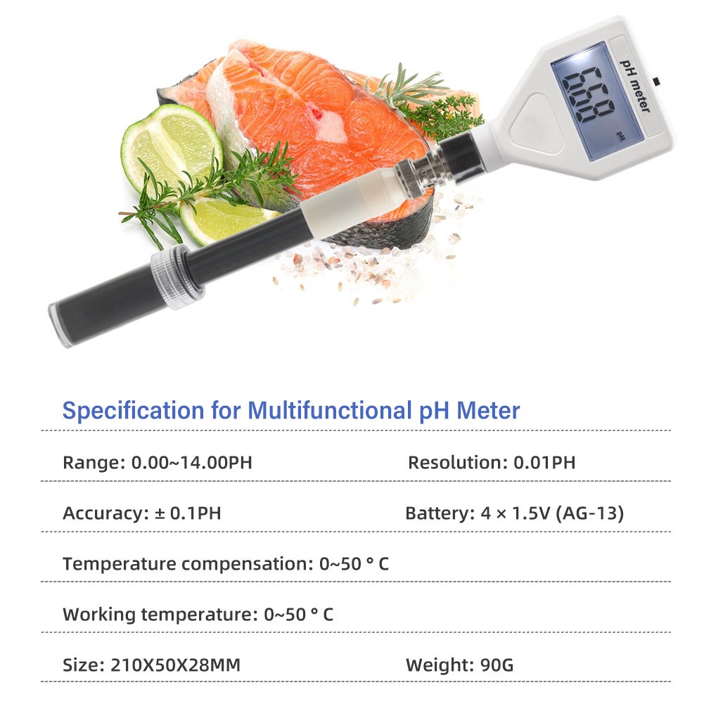 Digital Food ph Meter Acidity Analyzer with pH Electrode for Meat Dough