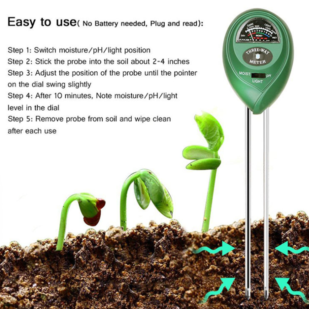 Portable 3in1 digital soil tester ph meter horticulture soil moisture nutrient detector fertility meter soil moisture tester
