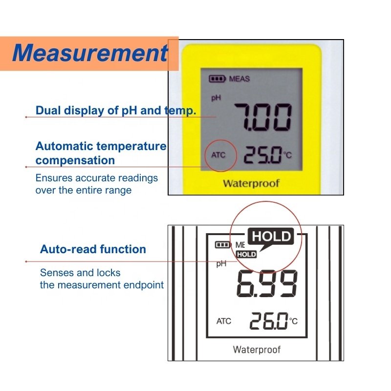 Low Cost Spear pH Level Testing Meter Spear pH Tester For Jelly Cream Sushi Rice Bread pH Analysis With Auto-Hold Function