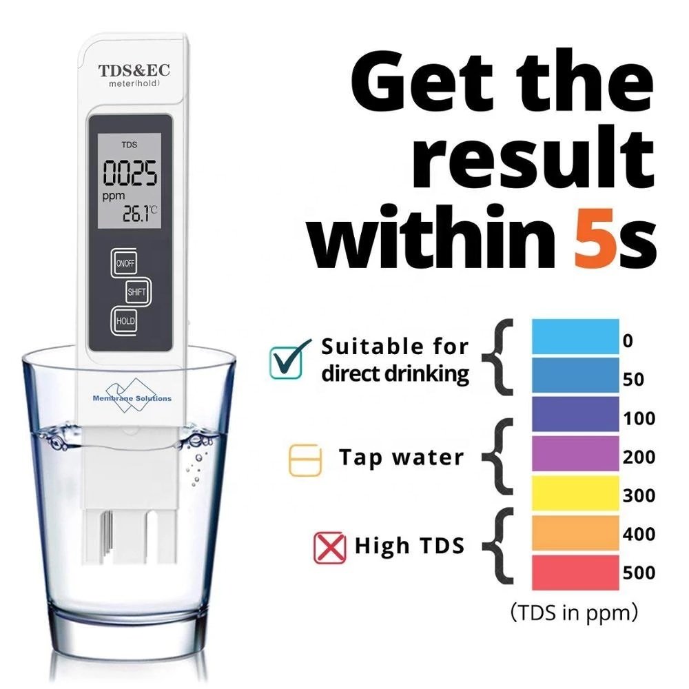 3 In 1 Multifunctional TDS EC PPM Water Quality Meter Tester Pen LCD Display 0-5000ppm TDS&EC Tester Pen TEMP PPM Tester