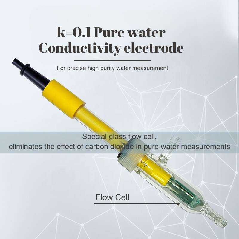 High Accuracy Pure Water Portable EC/TDS/SALT/TEMP/Resistivity Meter Kit With Cell 0.1 And 1 EC Sensors Flow Cell For Boiler