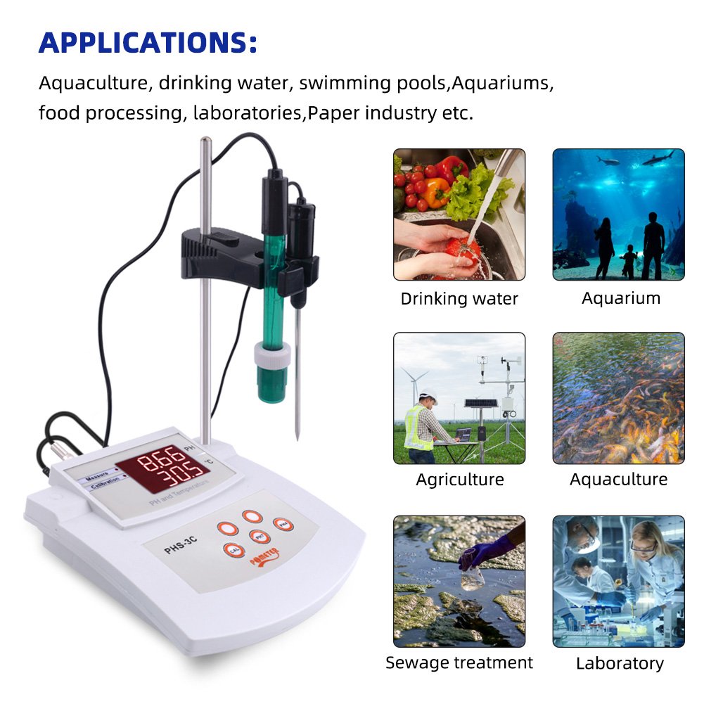 2 in 1 Desktop Ph /Temperature PH meter Auto Calibration Acidity Meter Water Quality Analyzer