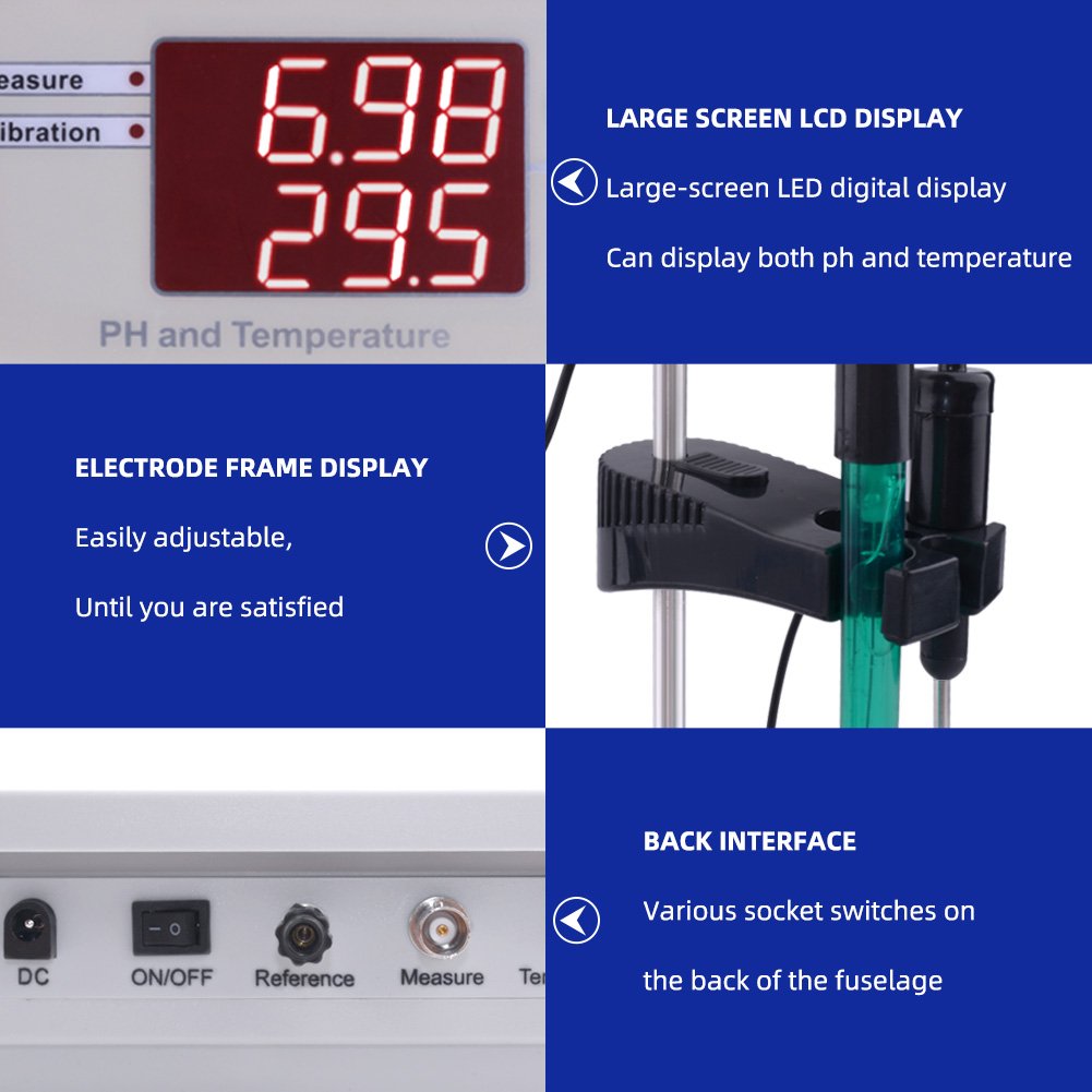 2 in 1 Desktop Ph /Temperature PH meter Auto Calibration Acidity Meter Water Quality Analyzer