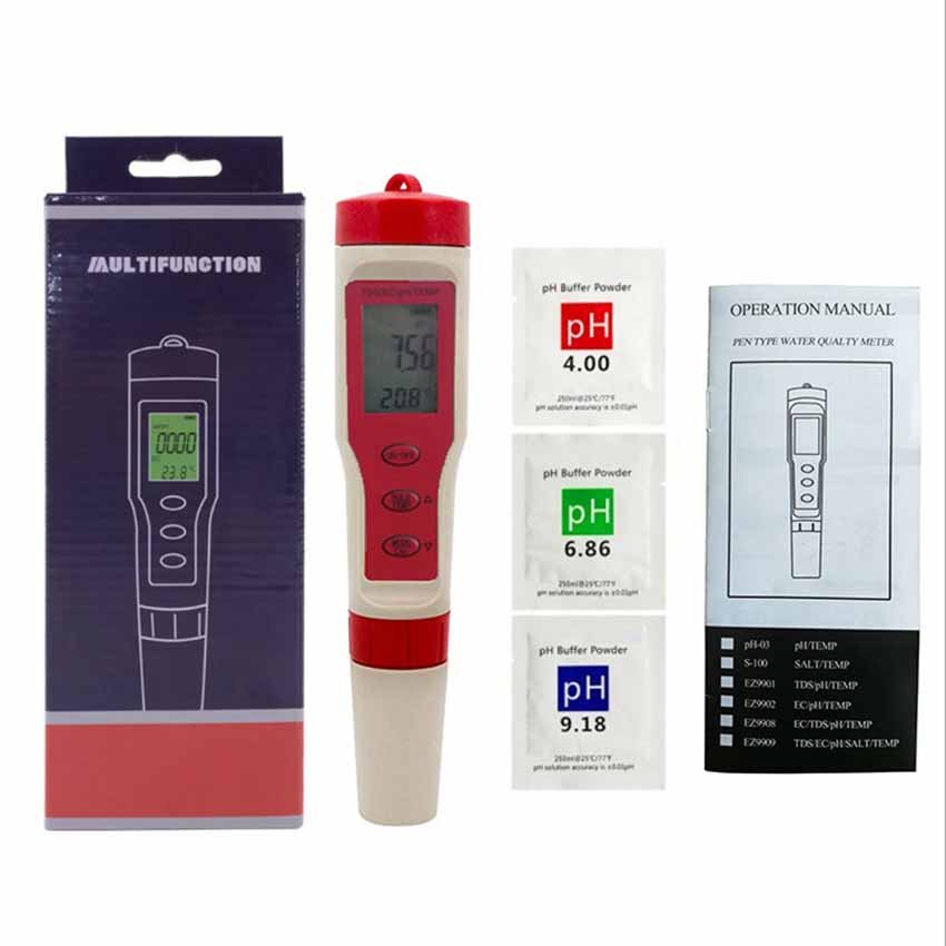 New pH meter TDS pH EC Temperature 4-in-1 Water quality detector Conductivity tds water test pen