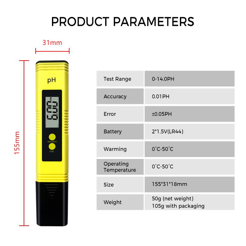 PH02 Cross Border Hot Seller Portable Ph Tester Water Quality Digital Ph Meters